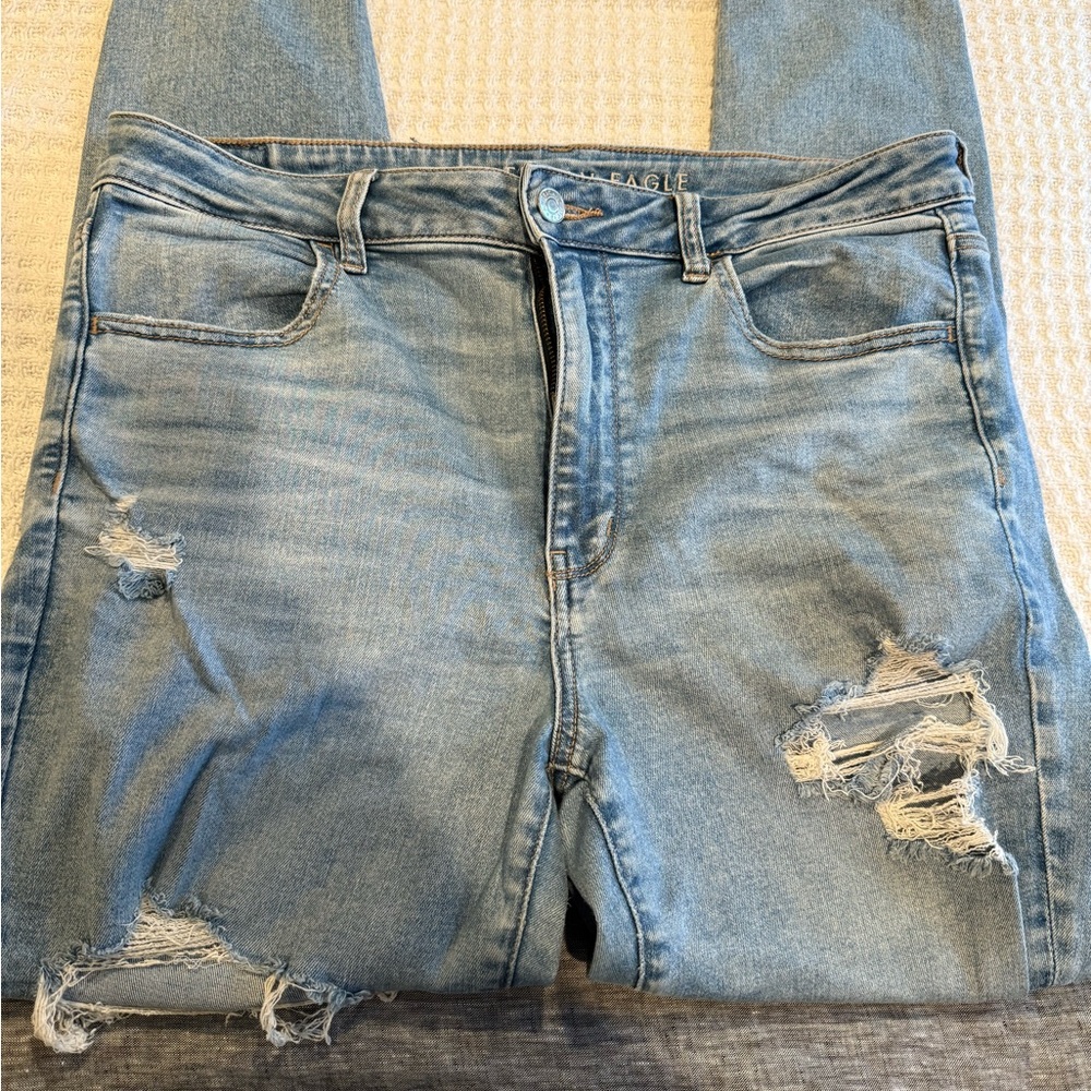 Women's Light Blue American Eagle Distressed Jeans